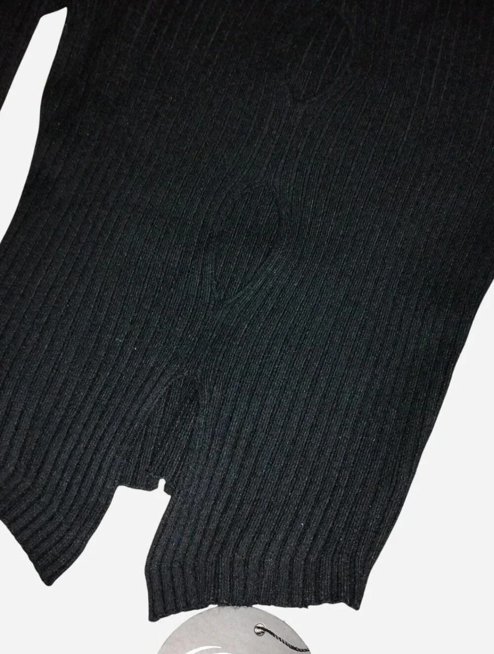 CHYRII Black Ribbed Knit Long Sleeve Cutout Top - Size S